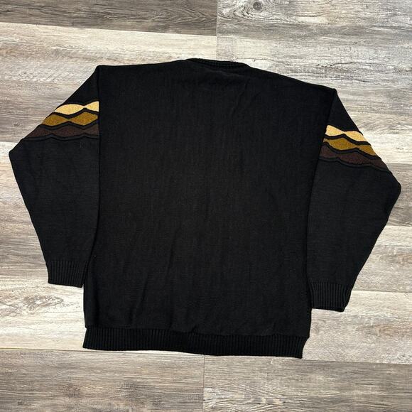 Vintage 90s Protege Collection Black Brown Mens XLT Coogi Style Grandpa Sweater‎ - Picture 3 of 8